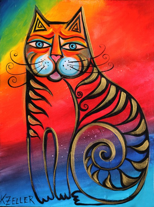 Rainbow cat by Karin Zeller